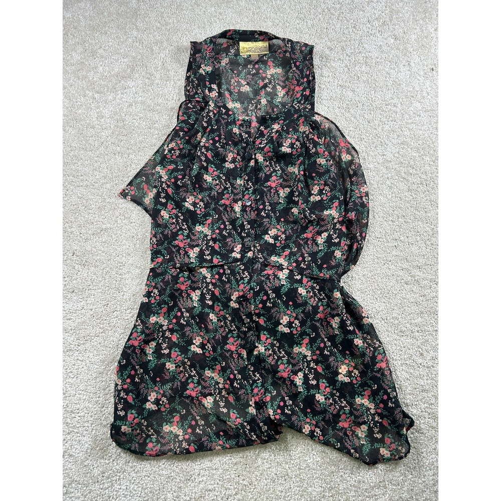 Princess Vera Wang Womens M Black Dark Floral Sheer‎ Babydoll Fairy WhimsiGoth